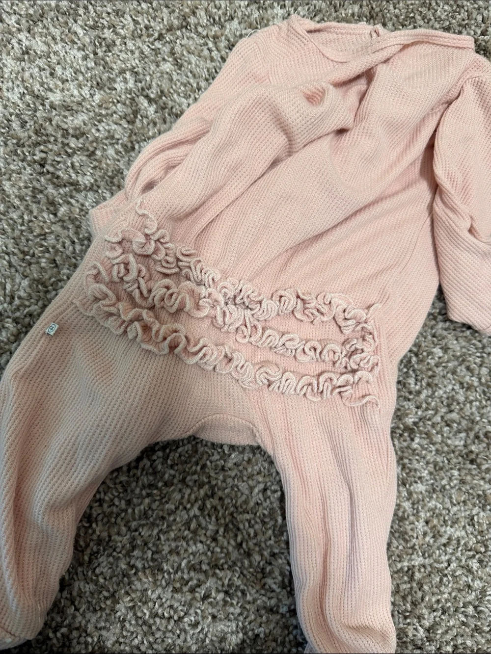 Caden Lane Blush Ruffle Knit Baby One-Piece